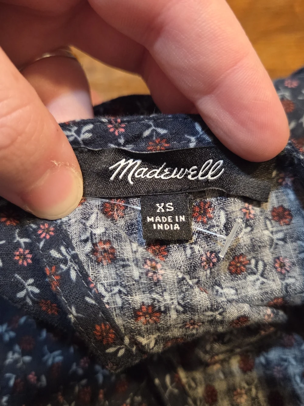 MADEWELL Tie-Back Peplum Top Womens XS Navy Blue Campden Daisies Cottegecore